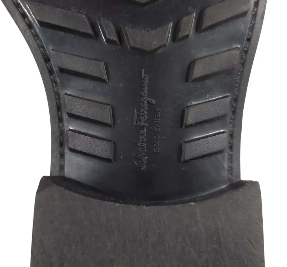 Salvatore Ferragamo Rubber Rain Boots US 8 IT 41 Mens Black Leather Zip $595